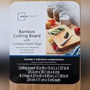 Mainstays Bamboo Cutting Board with Compartments